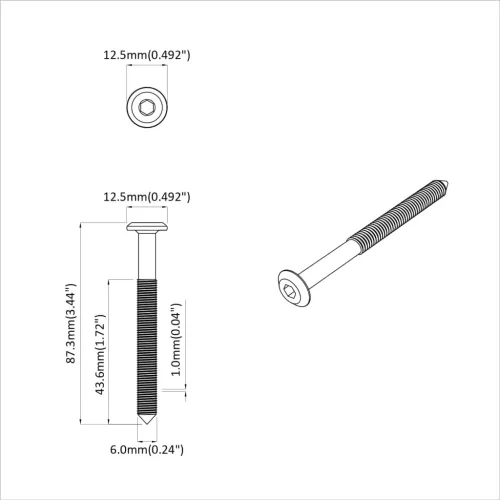  Csavar 2 pcs Ezüst M6 x 85 mm Acél