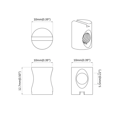  Hordó anyacsavar 12 pcs Ezüst M6 x 13 mm Vas