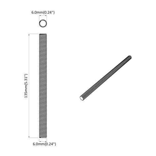  Menetes Rúd 2 pcs Ezüst 6 x 135 mm Acél