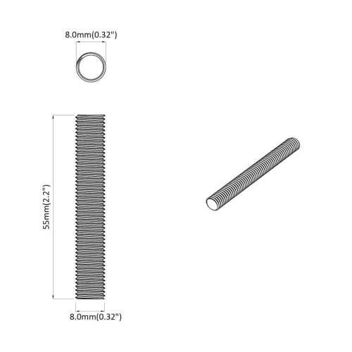  Menetes Rúd 2 pcs Ezüst 8 x 55 mm Acél