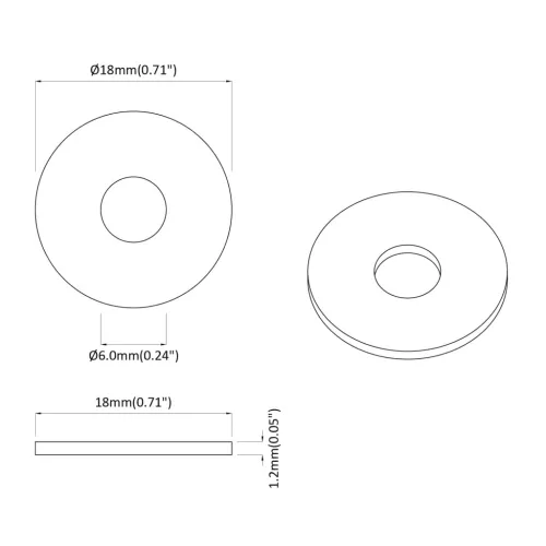  alkalmas lapos alátétekhez 2 pcs Ezüst M6 x 18 mm Vas