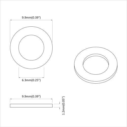  Alátétek 12 pcs Ezüst 10 x 10 x 0,8 mm Vas
