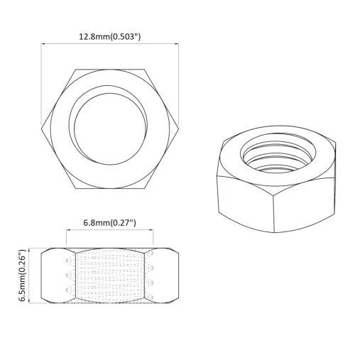  Makk Anyák 2 pcs Ezüst M8 x 10 mm Acél