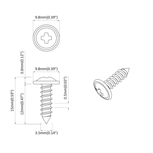  Önmenetes Szög 16364 pcs Fekete 3,5 x 12 mm Vas