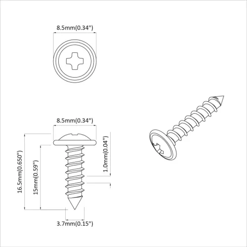  Csavar 2 pcs Ezüst M4 x 16 mm Acél