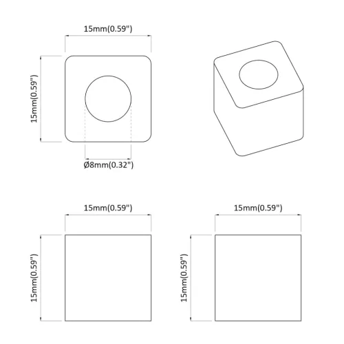  Fióktartó 12 pcs Fekete 15 x 15 x 15mm PP kopolimert