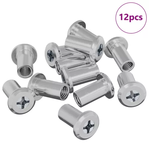  Záró Anya 12 pcs Ezüst M6 x 15 mm Acél