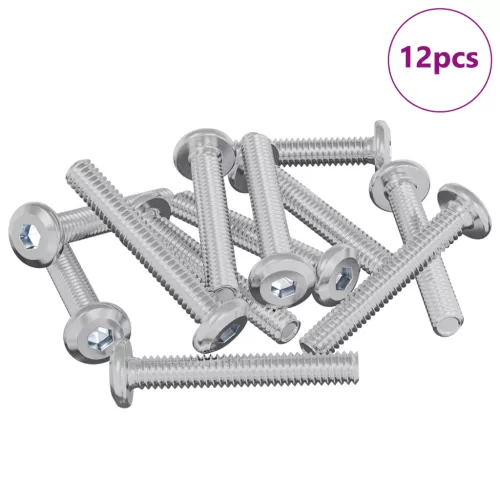  Zár Csavar Egyszínű 12 pcs Ezüst M6 x 35 mm Acél