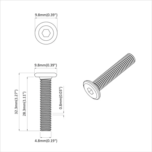  Csavar 2 pcs Ezüst 5 x 30 mm Vas