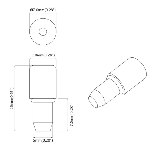  Polc Peg 2 pcs Ezüst 7 x 16 mm Vas