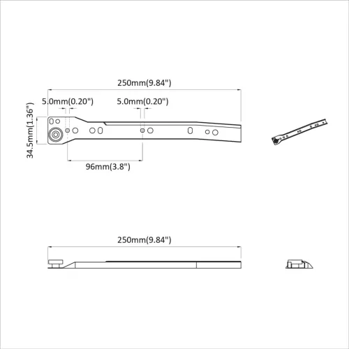  Fiók csúszó 2 pcs Fehér 250 mm Acél