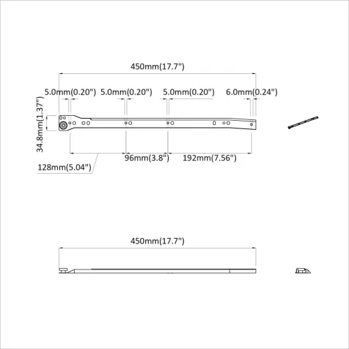  Fiók csúszó 2 pcs Fehér 450 mm Acél