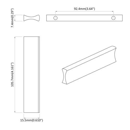  Fogantyú Egyszínű 828 pcs Ezüst 105.7 x 7.4 x 15.5 mm Alumínium