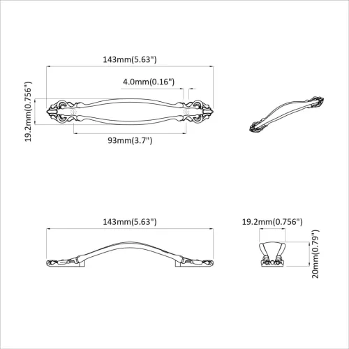  Fogantyú 2 pcs Arany M4 x 18 mm Cink Ötvözet