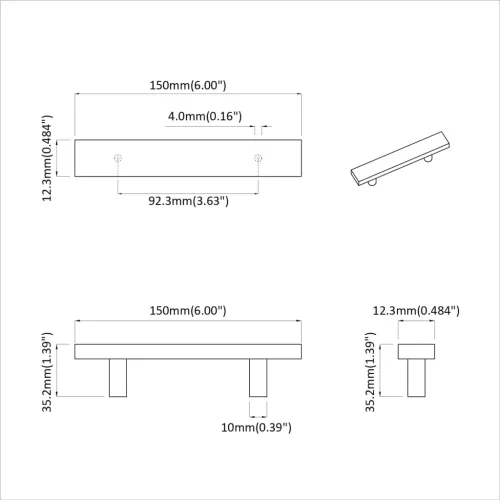  Szekrény Fogantyú 12 pcs Fekete M4 x 18 mm Rozsdamentes acél