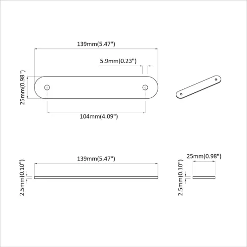  Szekrény Fogantyúk 2 pcs Barna 96 mm PU
