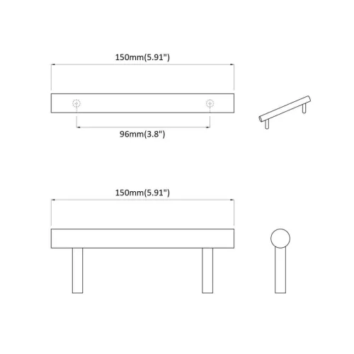  Szekrény Fogantyú 2 pcs Arany 150 mm Rozsdamentes acél