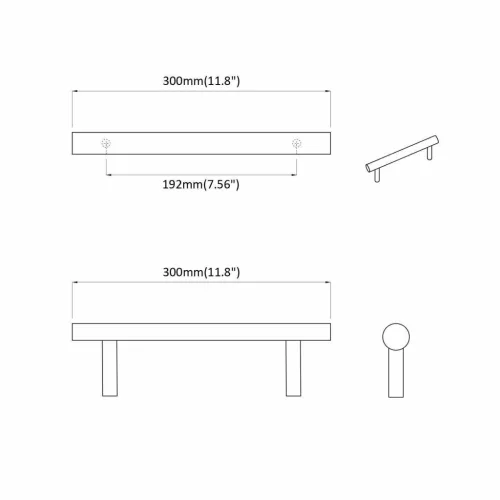  Szekrény Fogantyú 2 pcs Ezüst 300 mm Rozsdamentes acél