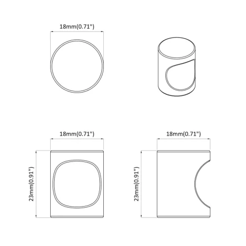  Szekrény Gomb 2 pcs Fekete 18 x 23 mm Vas