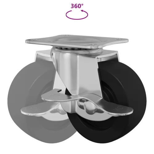  Kerekek 2 pcs Fekete és ezüst 63 x 48 x 46 mm Vas és nylon