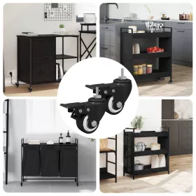  Kerekek 2 pcs Fekete M6 x 1.5 mm Vas és Nylon