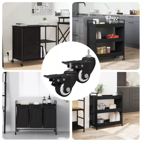  Kerekek 2 pcs Fekete M6 x 1.5 mm Vas és Nylon