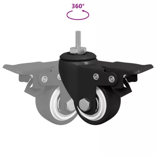  Kerekek 2 pcs Fekete M6 x 1.5 mm Vas és Nylon