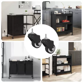  Forgó kerék 2 pcs Fekete M6 mm Vas és nylon