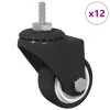  Forgó kerék 12 pcs Fekete M6 mm Vas és nylon