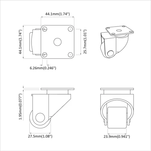  Kerekek 12 pcs Ezüst 50 mm Nylon