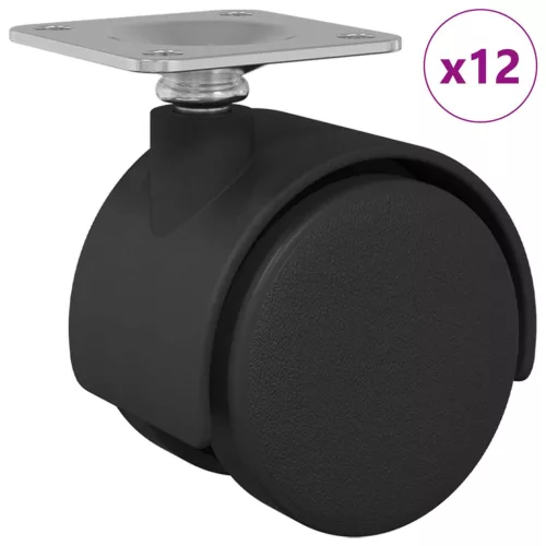  Forgó kerék 12 pcs Fekete 54 mm Vas és PP