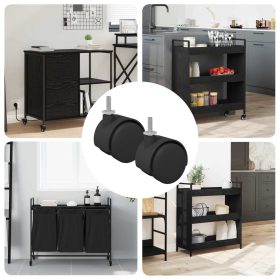  Kerekek 2 pcs Fekete és Ezüst 37,8 x 40 mm Vas és PP