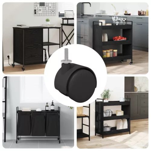  Kerekek 12 pcs Fekete és Ezüst 37,8 x 40 mm Vas és PP