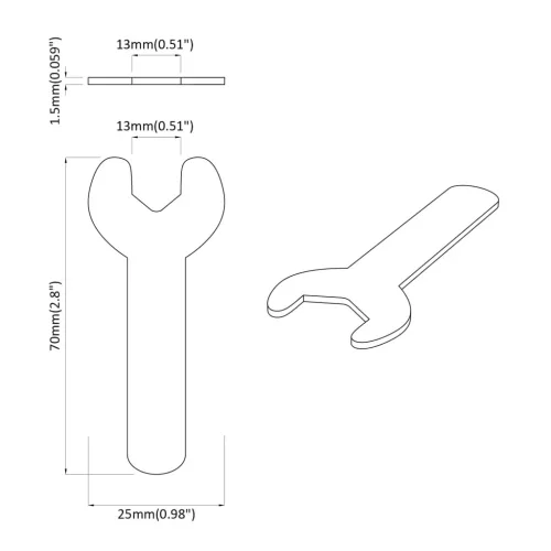  Spanner / kígyószem 2 pcs Ezüst 13 mm Vas