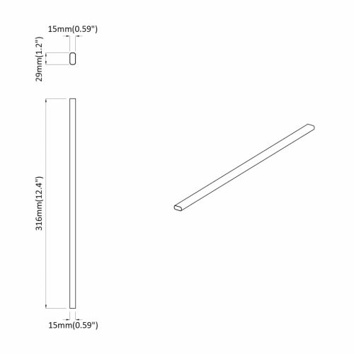  Szekrény rúd 2 pcs Ezüst 764 x 15 x 29 mm Alumínium ötvözet
