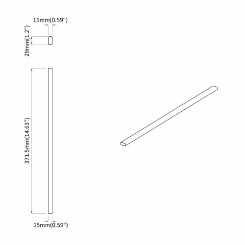  Szekrény rúd 2 pcs Ezüst 764 x 15 x 29 mm Alumínium ötvözet