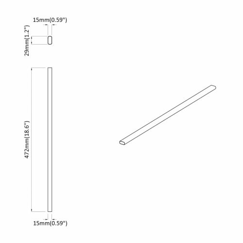  Szekrény rúd 12 pcs Ezüst 764 x 15 x 29 mm Alumínium ötvözet