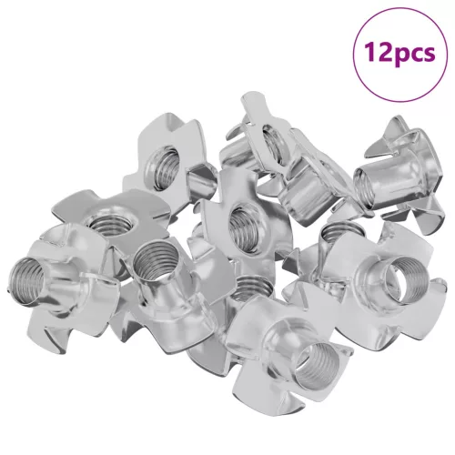  Pronged T-anyás 12 pcs Ezüst M6 mm Acél