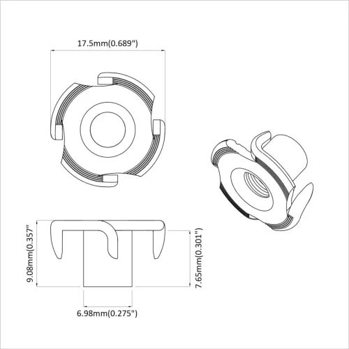  Pronged T-anyás 7200 pcs Ezüst M6 mm Acél