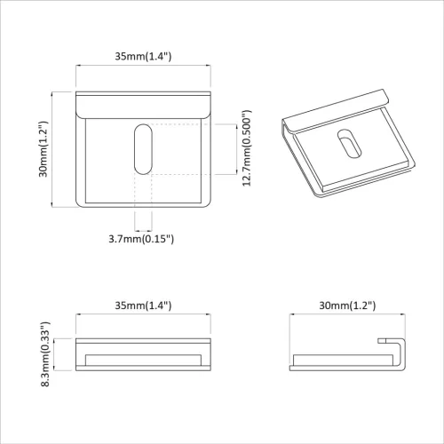  Tükör tartó konzol 2 pcs Nikkel 35 x 30 x 8,3 mm Acél