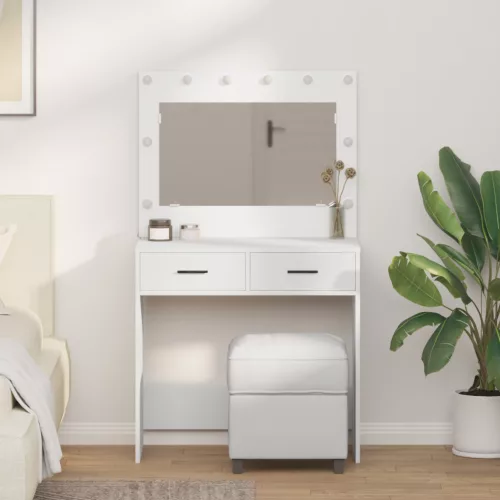  Pipereasztal LED Fényekkel - Fehér, 78.5 x 41 x 135 cm