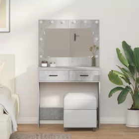    Sminktükör LED világítással Beton szürke 78,5x41x135 cm