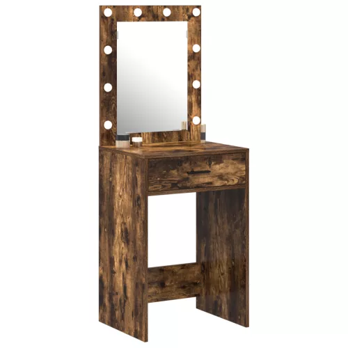  LED világítással rendelkező öltöztető asztal Füstölt tölgy 50x41x135 cm