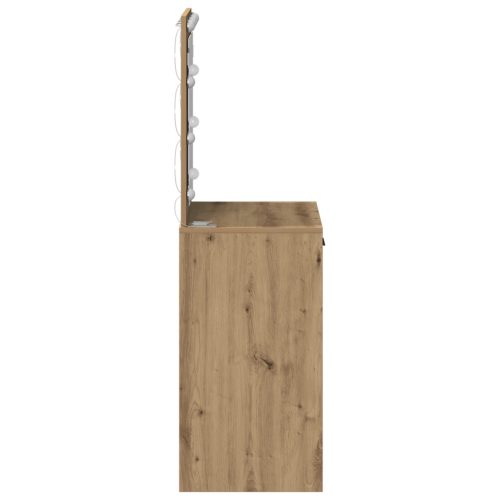  Sminkasztal LED világítással Tömör tölgy 50x41x135 cm