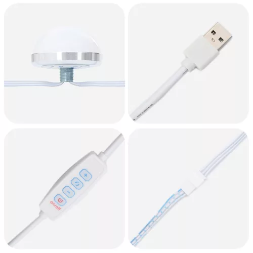  Sminktükör LED világítással, Fehér, 79x41x135 cm