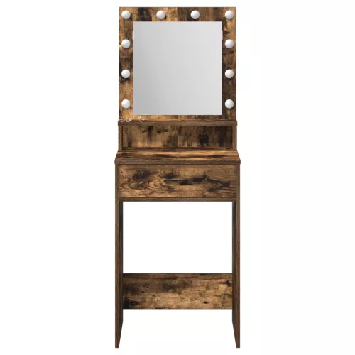  Sminkasztal LED lámpákkal, Füstölt tölgy színben, 50x41x135 cm