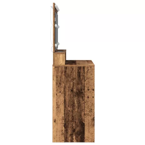  Öltözőasztal LED lámpákkal - Vintage fa - 100x41x135 cm