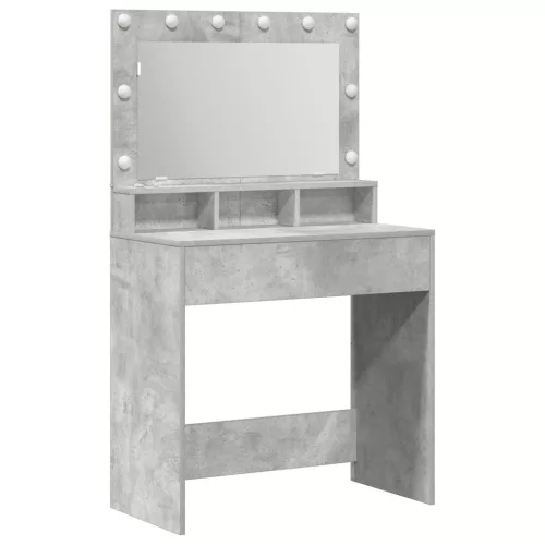  Sminktükör LED Fénnyel Beton Szürke 79x41x135 cm