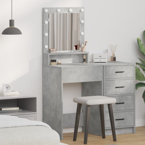  LED-es sminkasztal Beton szürke 50x41x135 cm