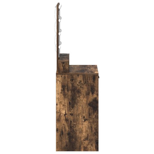  Sminkasztal LED Világítással Füstölt Tölgy 50x41x140 cm